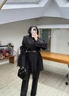Yeni Helen Saçaklı Kaban Ceket - Siyah