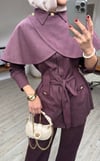 Yeni Sezon Pelerinli Denim Tasarım Takım Bordo