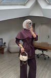 Yeni Sezon Pelerinli Denim Tasarım Takım Bordo