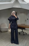 Yeni Sezon Pelerinli Denim Tasarım Takım Lacivert