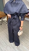 Yeni Sezon Pelerinli Denim Tasarım Takım Lacivert