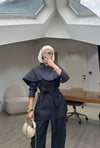 Yeni Sezon Pelerinli Denim Tasarım Takım Lacivert