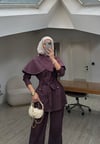 Yeni Sezon Pelerinli Denim Tasarım Takım Bordo