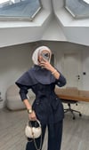 Yeni Sezon Pelerinli Denim Tasarım Takım Lacivert