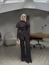 Yeni Sezon Pelerinli Denim Tasarım Takım Kahverengi