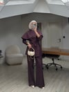 Yeni Sezon Pelerinli Denim Tasarım Takım Bordo