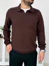 Acı Kahve Polo Yaka Regular Fit Triko K0019