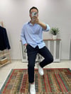 Açık Mavi Krinkıl Oversize  Gömlek G0019