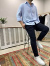 Açık Mavi Krinkıl Oversize  Gömlek G0019