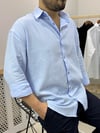 Açık Mavi Krinkıl Oversize  Gömlek G0019