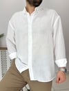 Beyaz Keten Pamuk Oversize Gömlek G0026