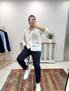 Beyaz Krinkıl Oversize  Gömlek G020