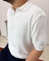 Beyaz Polo Yaka Fermuarlı Triko Tshirt T0008