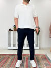 Beyaz Polo Yaka Oversize Triko Tshirt T0017