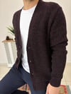 Bordo Molineli V Yaka Düğmeli Hırka K0005