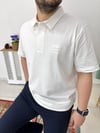 Ekru Polo Yaka Düğme Pat Tshirt T0011