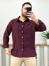 Estilo Bordo Oversize Çizgili Pamuk Gömlek G0037