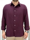 Estilo Bordo Oversize Çizgili Pamuk Gömlek G0037