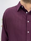 Estilo Bordo Oversize Çizgili Pamuk Gömlek G0037