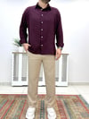 Estilo Bordo Oversize Çizgili Pamuk Gömlek G0037