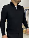 Fermuarlı Yaka Boğazlı Siyah Triko K0012