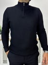 Fermuarlı Yaka Boğazlı Siyah Triko K0012