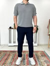 Gri Polo Yaka Oversize Triko Tshirt T0016