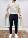Krem Polo yaka Örme T-shirt T0021