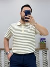 Krem Polo yaka Örme T-shirt T0021