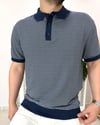 Lacivert Beyaz Çizgili Polo Yaka Örme Tshirt T0015