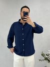 Lacivert Oversize Pamuk Gömlek G0043