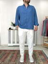 Mavi Pamuk Keten Oversize Gömlek G0027 