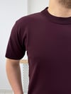 Mürdüm Bisiklet Yaka Regular Örme T-shirt T0023