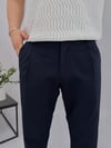 Pileli Regular Lacivert Keten Pantolon P0037