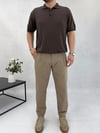 Pileli Regular Vizon Keten Pantolon P0035