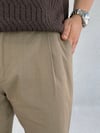 Pileli Regular Vizon Keten Pantolon P0035