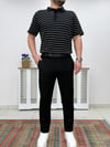 Siyah Polo Yaka Örme T-shirt T0022