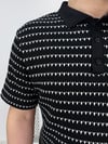 Siyah Polo Yaka Örme T-shirt T0022