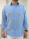 Tensel Yarım Oversize Gömlek Mavi G0038