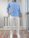 Tensel Yarım Oversize Gömlek Mavi G0038
