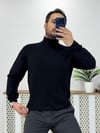 Yarım Balıkçı Yaka Siyah Triko K0018