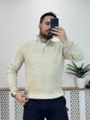 Yarım Fermuarlı Taş Rengi Yün Kazak K0021