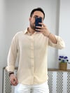 Yarım Oversize Gömlek Krem G0039