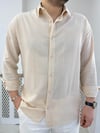 Yarım Oversize Gömlek Krem G0039
