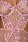 Agatha Pink Pembe Çiçekli Balenli Dantelli Desteksiz Body iç Giyim