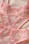 Amanda - Kadın Dantel Çiçekli Pembe Body