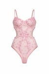Amanda - Kadın Dantel Çiçekli Pembe Body