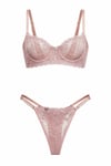 ARIELLE PINK Pembe Çiçek Desenli  Balenli Desteksiz  Bralet İç Giyim Sütyen Külot Çamaşır Takımı