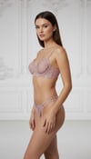 ARIELLE PINK Pembe Çiçek Desenli  Balenli Desteksiz  Bralet İç Giyim Sütyen Külot Çamaşır Takımı