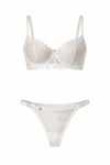 ARIELLE WHITE Beyaz Çiçek Desenli  Balenli Desteksiz  Bralet İç Giyim Sütyen Külot Çamaşır Takımı
